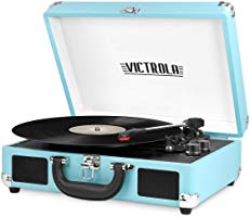 Innovative Technology VSC-550BT-TQ Victrola Vintage 3-Speed Bluetooth Suitcase Turntable with Speakers, Turquoise