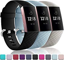 Wepro Waterproof Bands Compatible with Fitbit Charge 3 and Charge 3 SE, 3-Pack Replacement for Women Men, Small, Large