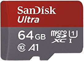 SanDisk 64GB Ultra MicroSDXC UHS-I Memory Card with Adapter - 100MB/s, C10, U1, Full HD, A1, Micro SD Card -...
