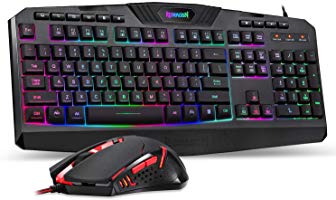 Redragon S101 PC Gaming Keyboard and Mouse Combo Wired LED RGB Backlit with Multimedia Keys Wrist Rest Mouse with 3200...